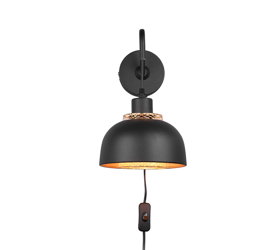 Punch wall lamp E27 matt black — R20811732