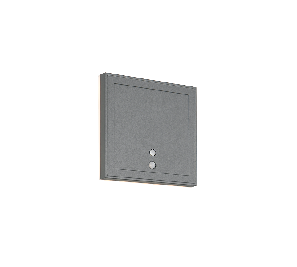 Fortaleza LED wall lamp 14x14 cm anthracite rechargeable motion+dusk sensor — R23056242