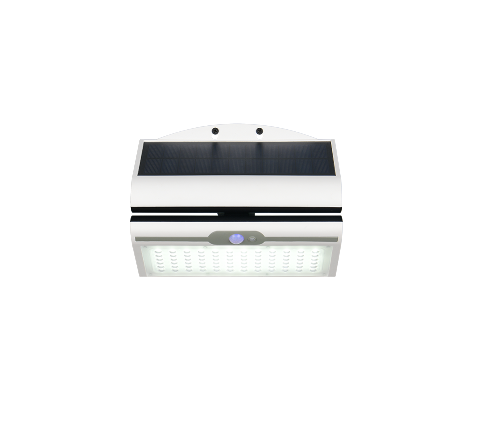 Macapa hybrid solar LED wall lamp white rechargeable motion+dusk sensor 4000K — R23066101
