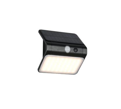 Olinda hybrid solar LED wall lamp black rechargeable motion+dusk sensor 4000K — R23156102