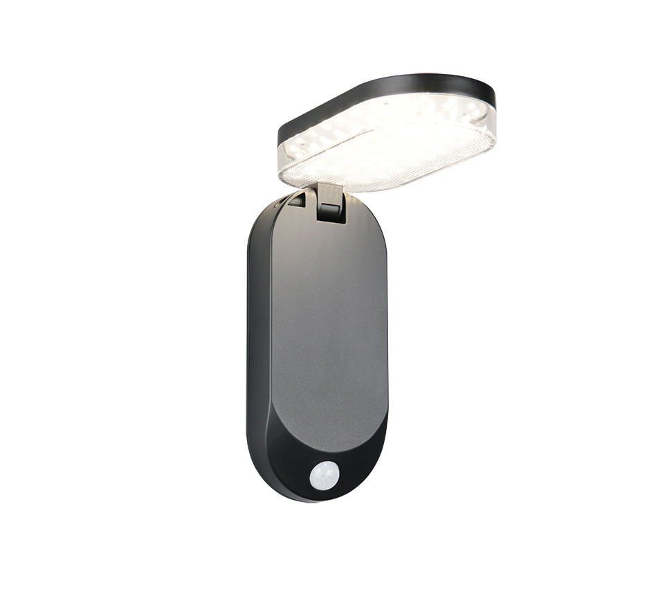 Lagoas hybrid solar LED wall lamp black rechargeable motion+dusk sensor 4000K — R23176102