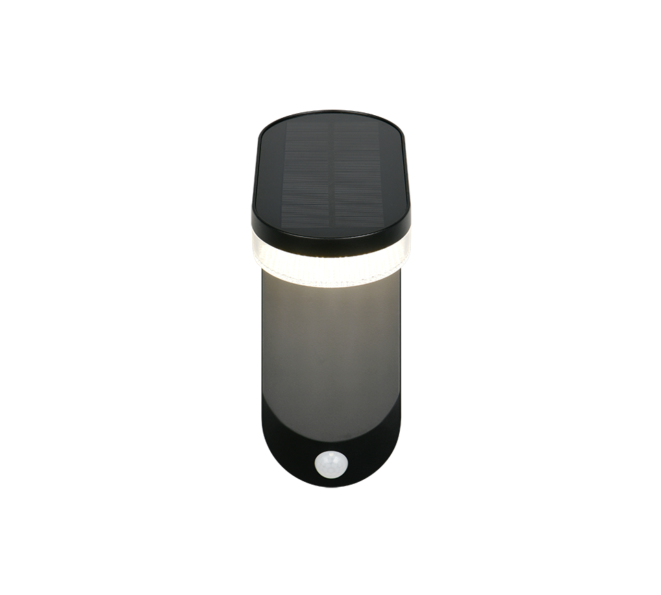 Lagoas hybrid solar LED wall lamp black rechargeable motion+dusk sensor 4000K — R23176102