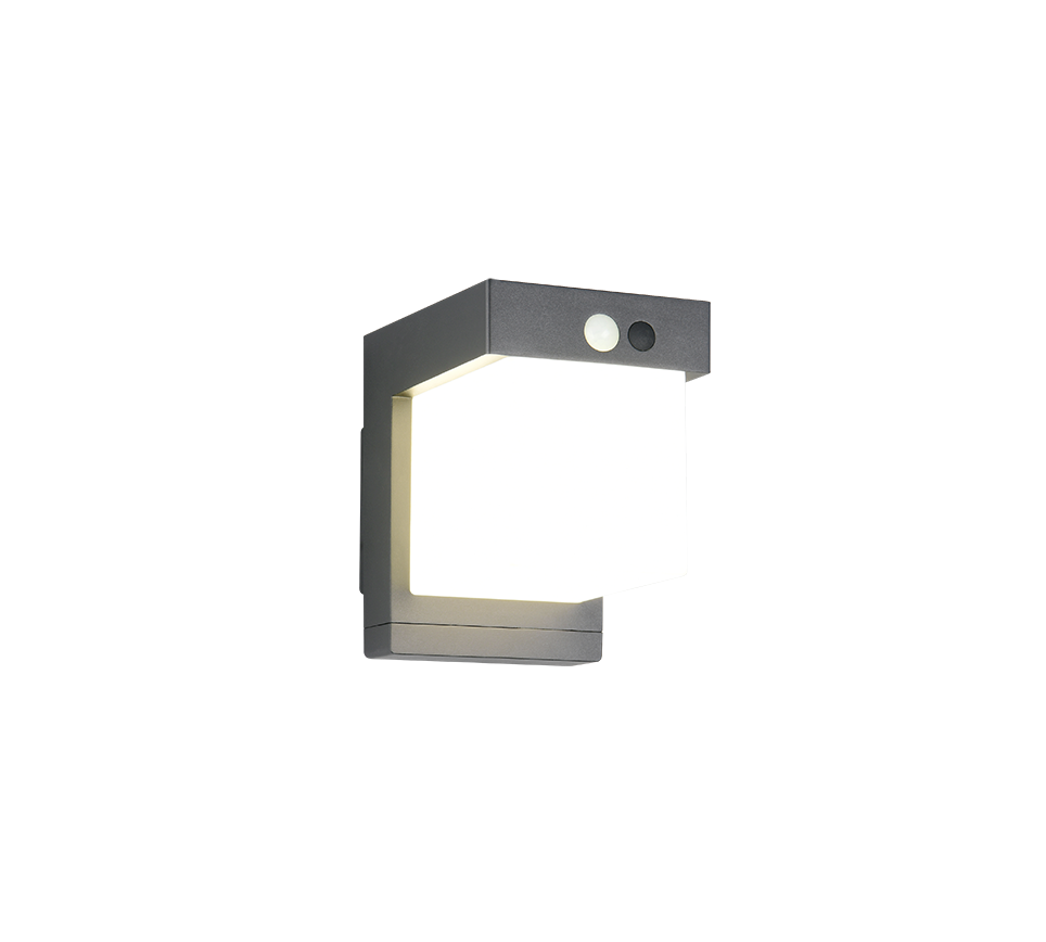 Colombo hybrid solar LED wall lamp matt black motion+dusk sensor 4000K — R23286132