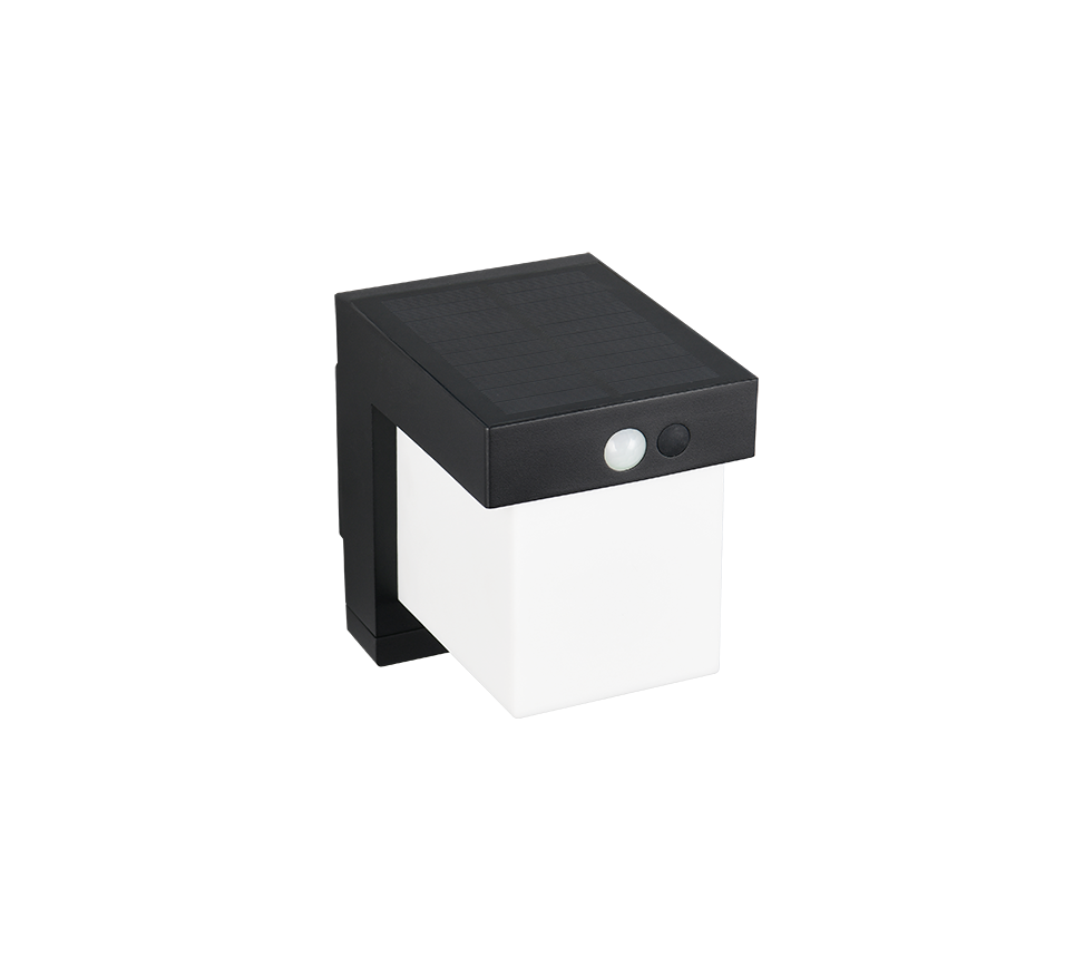 Colombo hybrid solar LED wall lamp matt black motion+dusk sensor 4000K — R23286132