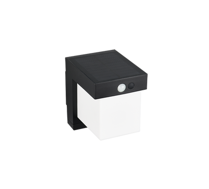Colombo hybrid solar LED wall lamp matt black motion+dusk sensor 4000K — R23286132