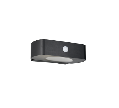 Bilbao hybrid solar LED wall lamp black rechargeable motion+dusk sensor 4000K — R23336202