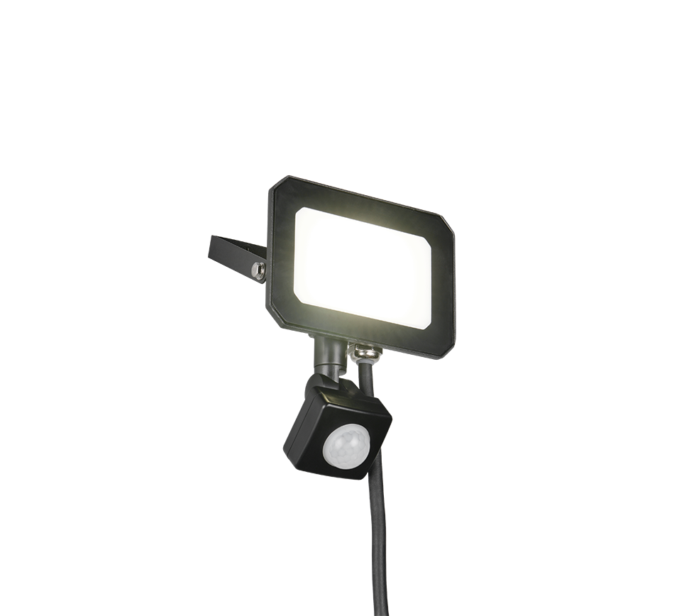 Funchal LED wall lamp 12 cm matt black motion sensor 4000K — R23349132