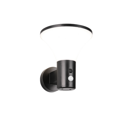 Gorda hybrid solar LED wall lamp matt black/white rechargeable motion+dusk sensor 4000K — R24676132
