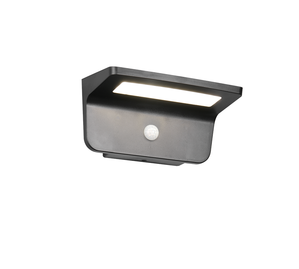 Atico hybrid solar LED wall lamp matt black rechargeable motion+dusk sensor 4000K — R24696132