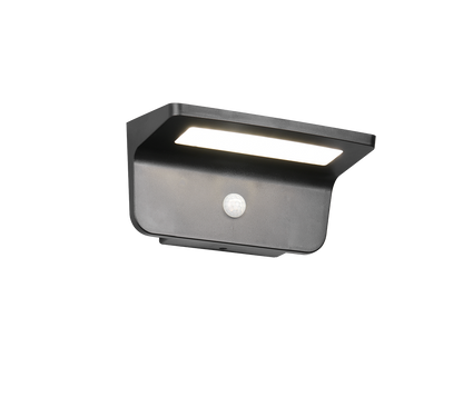 Atico hybrid solar LED wall lamp matt black rechargeable motion+dusk sensor 4000K — R24696132
