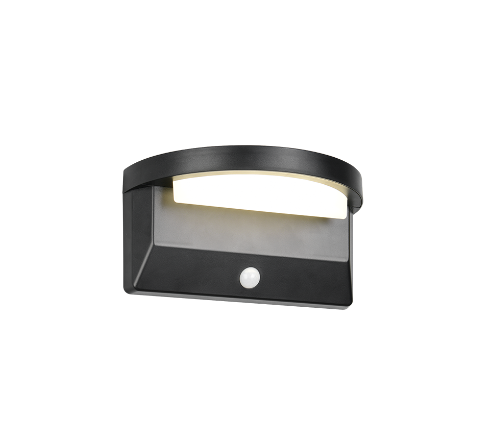 Moro hybrid solar LED wall lamp matt black rechargeable motion+dusk sensor 4000K — R24706132