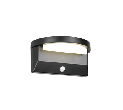 Moro hybrid solar LED wall lamp matt black rechargeable motion+dusk sensor 4000K — R24706132