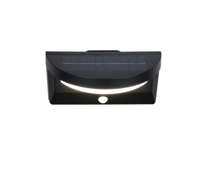 Moro hybrid solar LED wall lamp matt black rechargeable motion+dusk sensor 4000K — R24706132