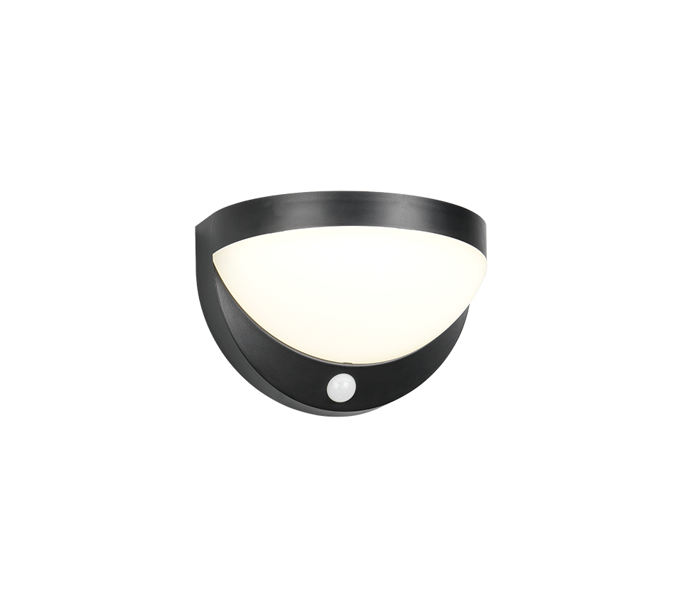 Cobre hybrid solar LED wall lamp matt black rechargeable motion+dusk sensor 4000K — R24716132