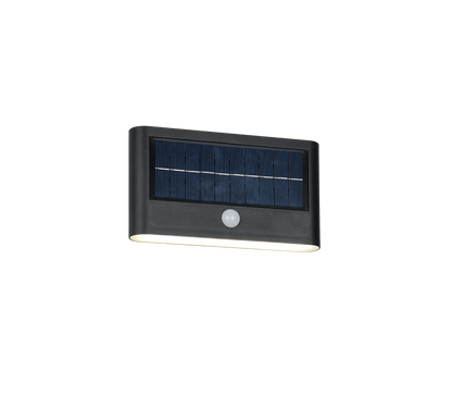 Ramos hybrid solar LED wall lamp matt black rechargeable motion+dusk sensor 4000K — R24746232