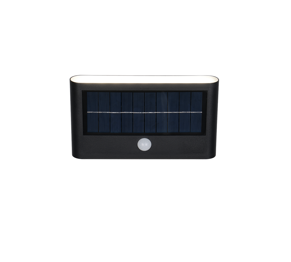 Ramos hybrid solar LED wall lamp matt black rechargeable motion+dusk sensor 4000K — R24746232