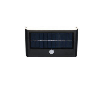 Ramos hybrid solar LED wall lamp matt black rechargeable motion+dusk sensor 4000K — R24746232