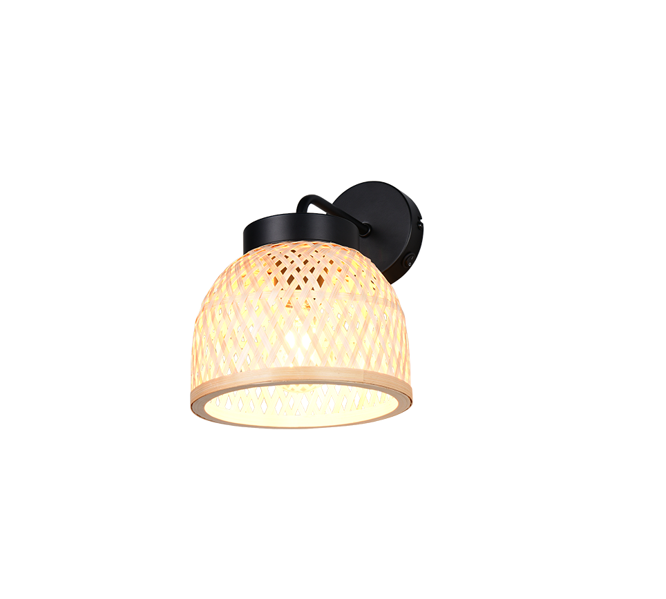 Laurent wall lamp E14 matt black/bamboo — R26091732