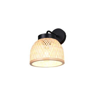 Laurent wall lamp E14 matt black/bamboo — R26091732