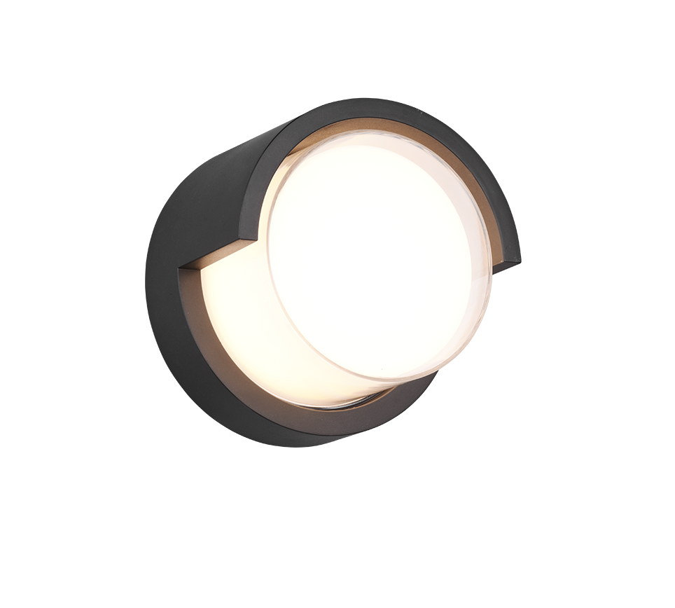 Puno LED wall lamp round matt black — R27036132