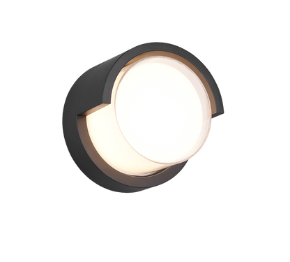 Puno LED wall lamp round matt black — R27036132