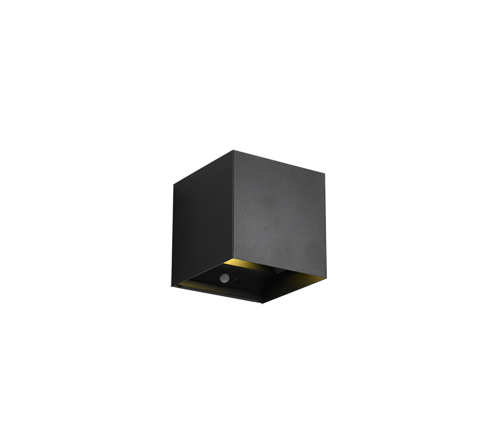 Talent LED wall lamp square matt black rechargeable motion senson + dusk s. — R27759132