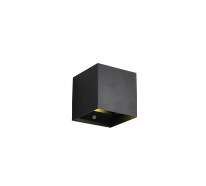 Talent LED wall lamp square matt black rechargeable motion senson + dusk s. — R27759132