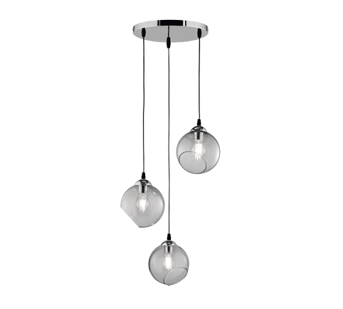 Clooney pendant 3-pc E27 smoke — R30073054