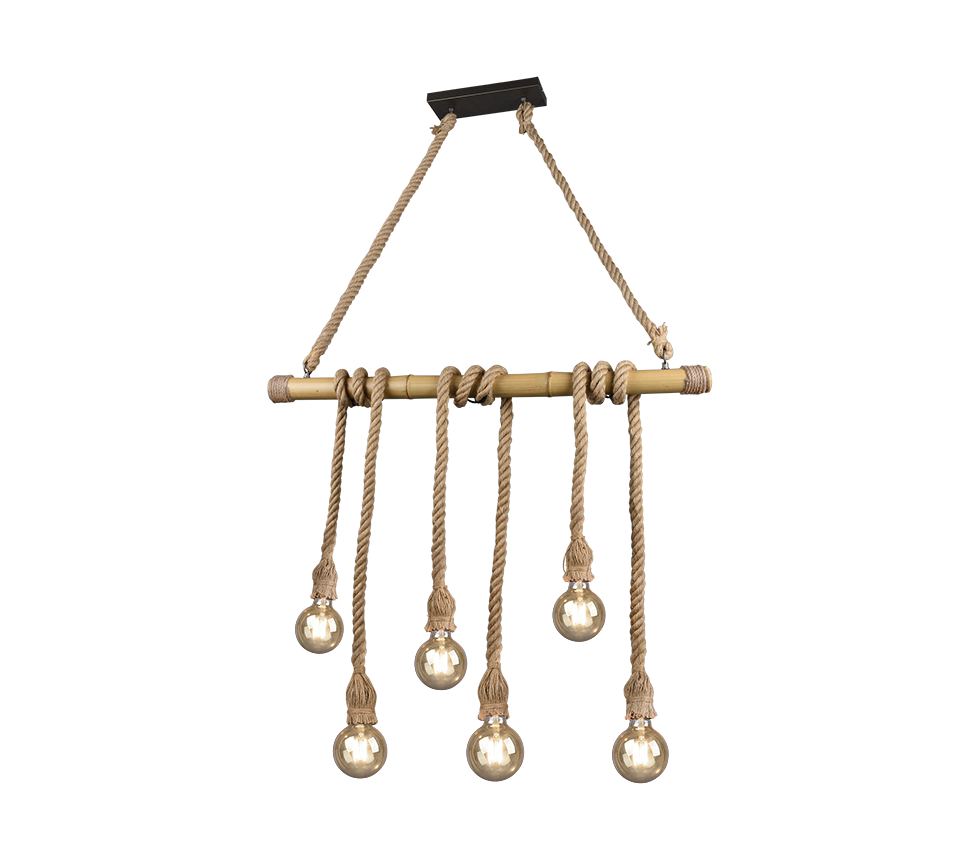 Wilma pendant 6xE27 brown/bamboo — R30130626