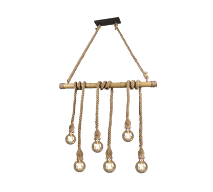 Wilma pendant 6xE27 brown/bamboo — R30130626