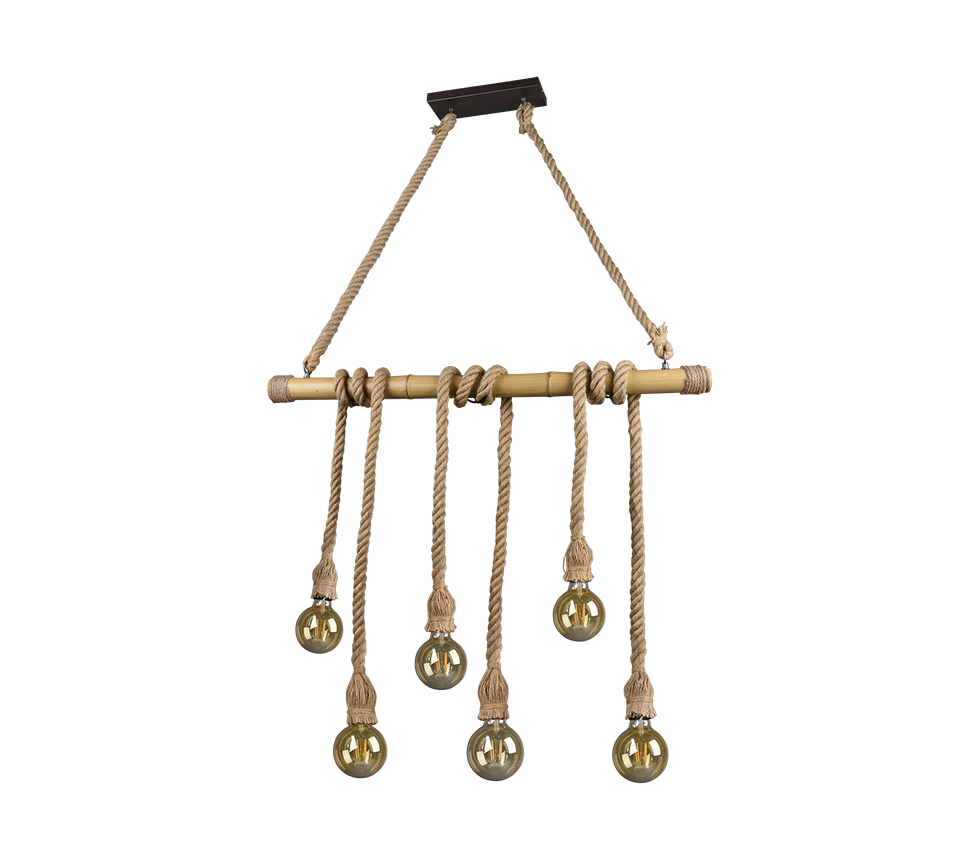 Wilma pendant 6xE27 brown/bamboo — R30130626