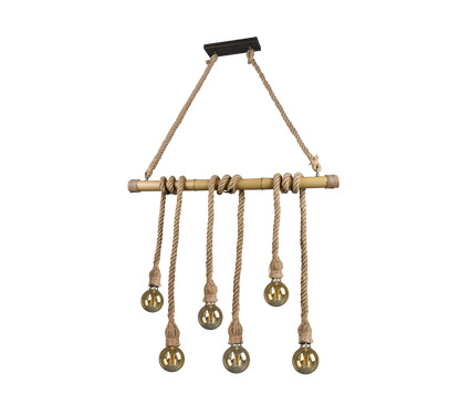 Wilma pendant 6xE27 brown/bamboo — R30130626