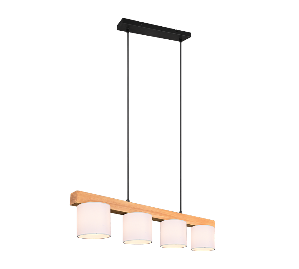 Cameron pendant 4-pc E14 white/wood — R30654001