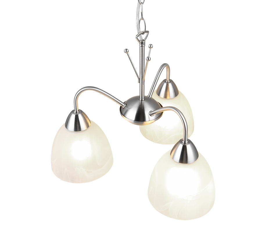 Dobby pendant 3-pc E27 brushed steel/alabaster — R31053007