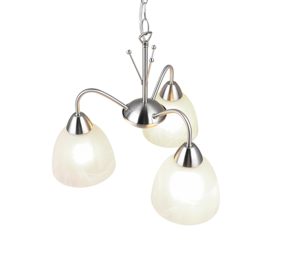 Dobby pendant 3-pc E27 brushed steel/alabaster — R31053007