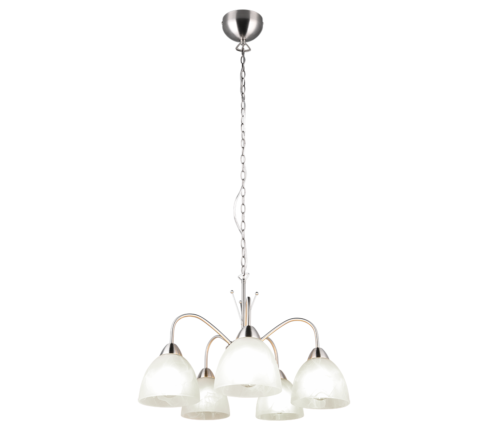 Dobby pendant 5-pc E27 brushed steel/alabaster — R31055007