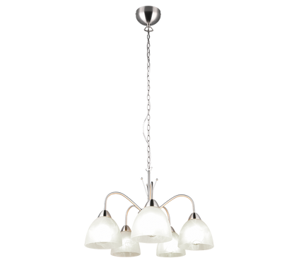 Dobby pendant 5-pc E27 brushed steel/alabaster — R31055007