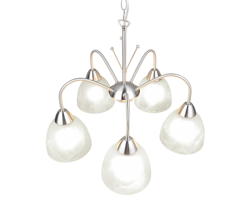 Dobby pendant 5-pc E27 brushed steel/alabaster — R31055007