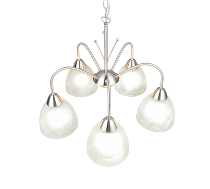 Dobby pendant 5-pc E27 brushed steel/alabaster — R31055007
