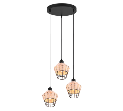 Borka pendant 3-pc E27 natural color/rattan — R31263336
