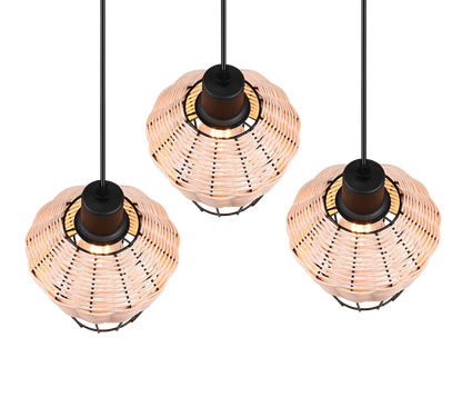 Borka pendant 3-pc E27 natural color/rattan — R31263336