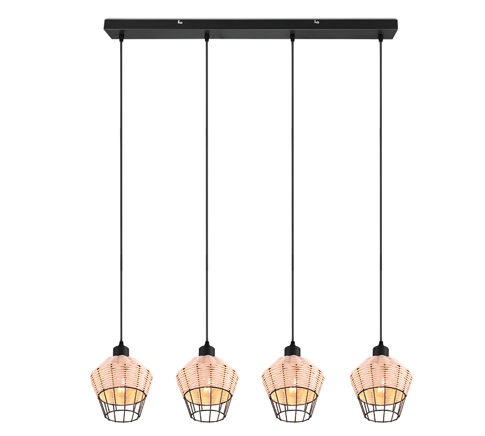 Borka pendant 4-pc E27 natural color/rattan — R31264036