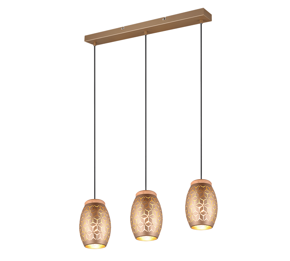 Bidar pendant 3-pc E27 coffee brown — R31573065