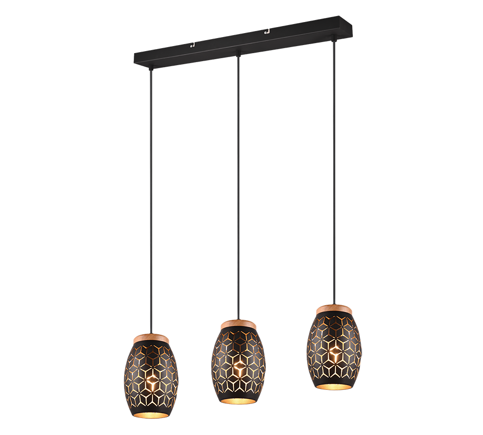 Bidar pendant 3-pc E27 black/gold — R31573080