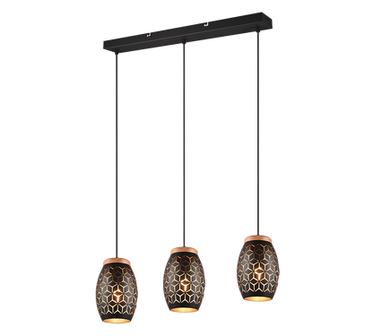 Bidar pendant 3-pc E27 black/gold — R31573080