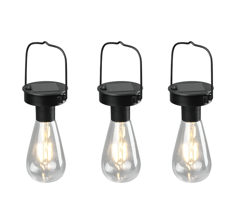 Campus solar pendant 3 pcs matt black dusk sensor — R35146132