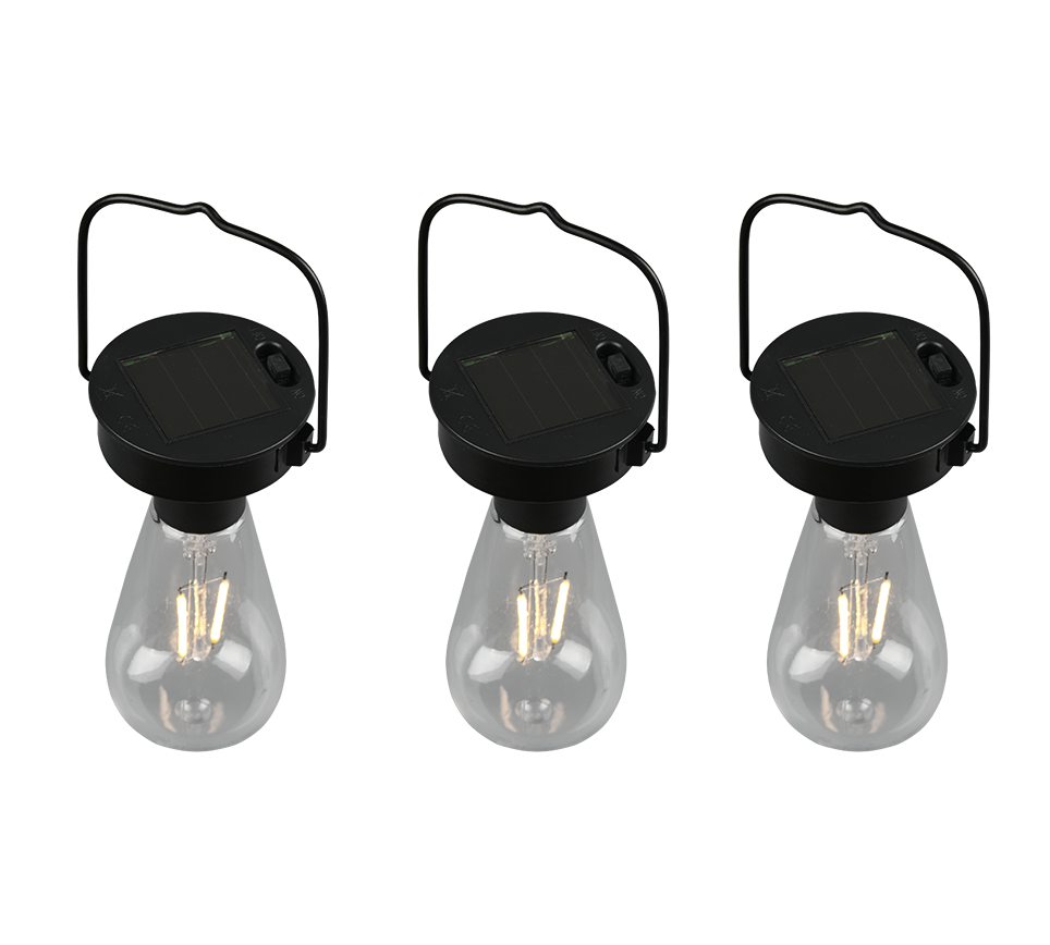 Campus solar pendant 3 pcs matt black dusk sensor — R35146132