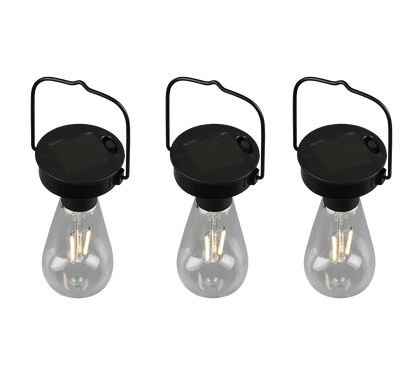 Campus solar pendant 3 pcs matt black dusk sensor — R35146132