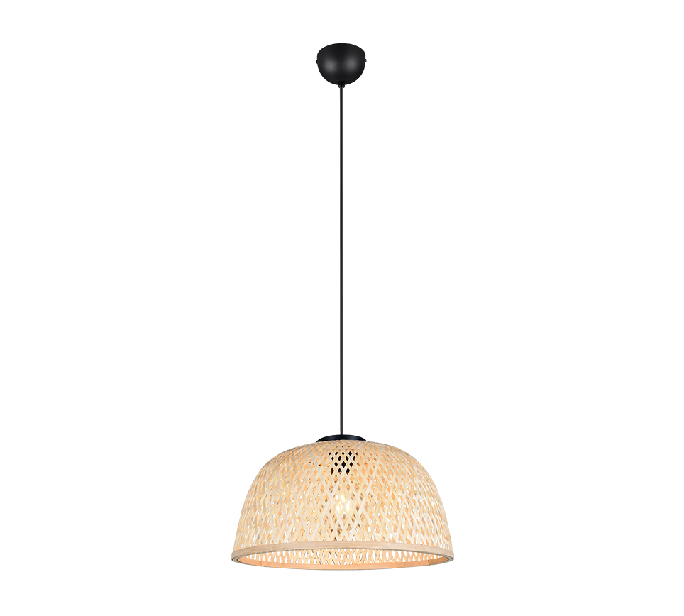 Laurent pendant E27 matt black/bamboo — R36091032