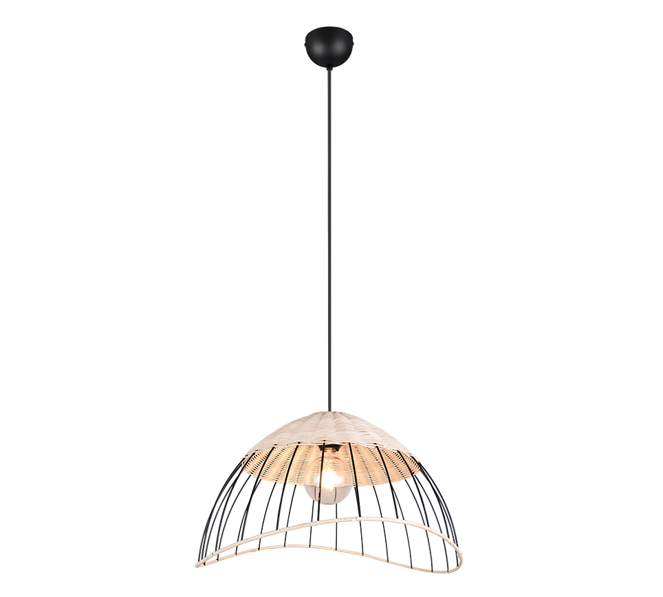 Sandrine pendant E27 matt black/rattan — R36211032